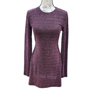 Reformation NWT Riley Mini Skater Fit‎ & Flare Dress in Blush Sparkle Metallic M